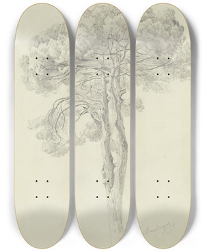 Triptych art skateboard deck of Fritz Bamberger A Pine by Fritz Bamberger (1814-1873)