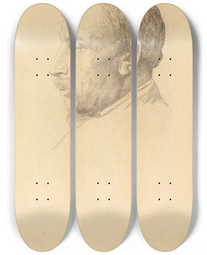 Triptych art skateboard deck of Alphonse Legros Professor W Cawthorne Unwin by Alphonse Legros (1837-1911)