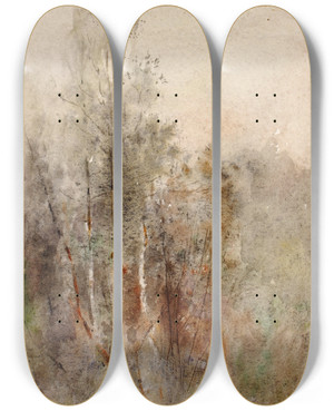 Triptych art skateboard deck of Ross Sterling Turner A Tree Study by Ross Sterling Turner (1847-1915)