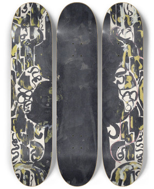 Triptych art skateboard deck of Carel Adolph Lion Cachet Decoratief Ontwerp_8 by Carel Adolph Lion Cachet (1864-1945)
