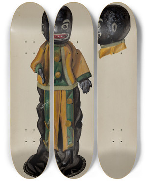 Triptych art skateboard deck of Beverly Chichester Negro Hand Puppet by Beverly Chichester (20-)