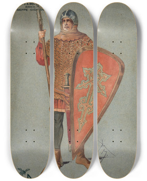 Triptych art skateboard deck of Pipein Gamba Soldati Comparse by Pipein Gamba (1868-1954)