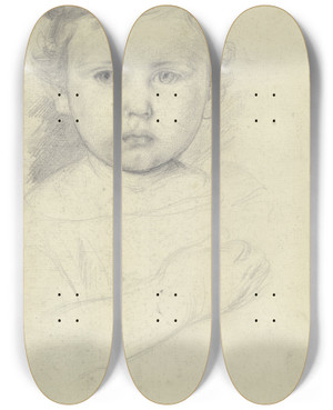 Triptych art skateboard deck of Otto Scholderer Knabenbildnis by Otto Scholderer (1834-1902)