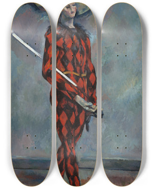 Triptych art skateboard deck of Paul Czanne Harlequin by Paul Cezanne (1839-1906)