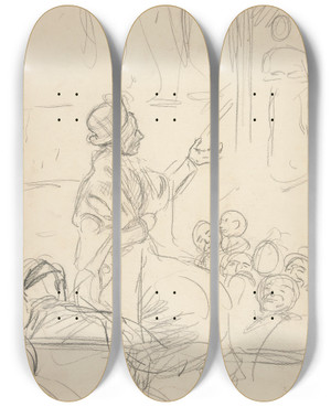 Triptych art skateboard deck of Edwin Austin Abbey Group Of Figures_2 by Edwin Austin Abbey (1852-1911)