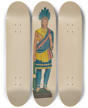 Triptych art skateboard deck of Leroy Griffith Cigar Store Indian_2 by Leroy Griffith