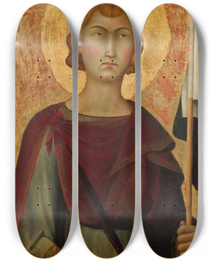 Triptych art skateboard deck of Simone Martini Saint Ansanus by Simone Martini (1284-1344)