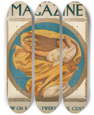 Triptych art skateboard deck of Edwin Taylor Christmas Number Scribners Magazine by Edwin Taylor (1882-1884)