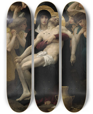 Triptych art skateboard deck of William Bouguereau Pieta by William Bouguereau (1825-1905)