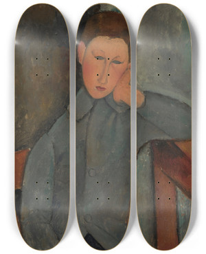 Triptych art skateboard deck of Amedeo Modigliani The Boy by Amedeo Modigliani (1884-1920)