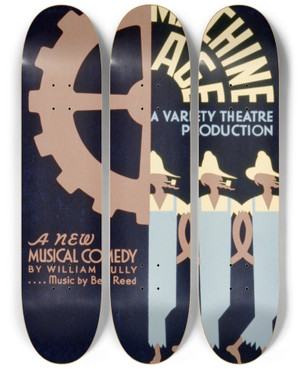 Triptych art skateboard deck of Martin Weitzman Machine Age by Martin Weitzman (20-)