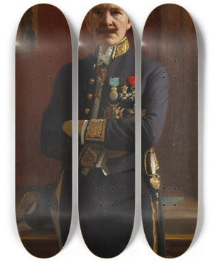 Triptych art skateboard deck of Bernhard Sterman Selfportrait_6 by Bernhard Osterman (1870-1938)