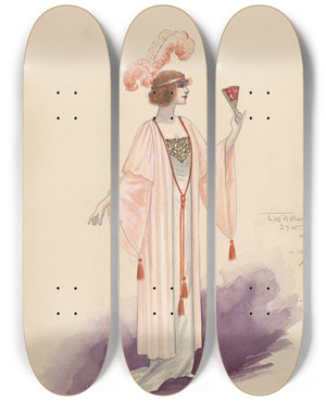 Triptych art skateboard deck of Will R Barnes Untitled_26 by Will R Barnes (1939)