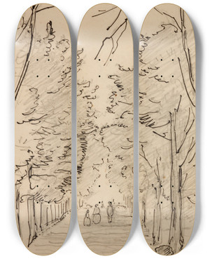 Triptych art skateboard deck of Woldemar Friedrich Krger Toome Allee by Woldemar Friedrich Kruger