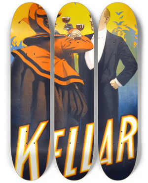 Triptych art skateboard deck of Strobridge Co Lith Kellar_3 by Strobridge Co Lith (1847)