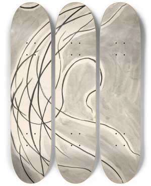 Triptych art skateboard deck of Abraham Walkowitz Rhythmic Lines Danceabstraction_3 by Abraham Walkowitz (1878-1965)