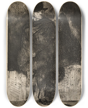 Triptych art skateboard deck of Douard Manet Le Buveur Dabsinthe by douard Manet (1832-1883)
