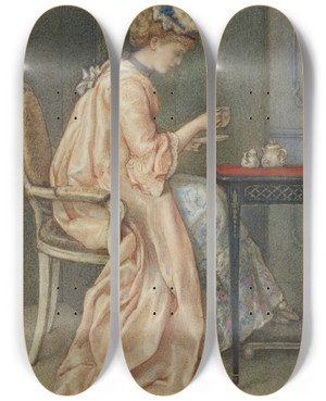 Triptych art skateboard deck of Gustavus Arthur Bouvier Anticipation by Gustavus Arthur Bouvier (1837-1921)