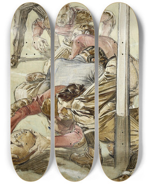 Triptych art skateboard deck of Frank Xavier Leyendecker Touchdown by Frank Xavier Leyendecker (1876-1924)