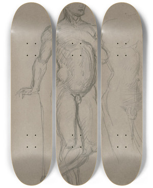 Triptych art skateboard deck of Hans Von Mares The Runner by Hans Von Marees (1837-1887)