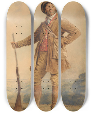 Triptych art skateboard deck of William Henry Hunt The Gamekeeper by William Henry Hunt (1790-1864)