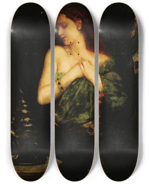 Triptych art skateboard deck of Jeanjosephbenjamin Constant Odalisque_1 by Jean-Joseph-Benjamin Constant (1845-1902)
