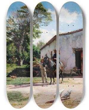 Triptych art skateboard deck of Armando Mnocal Cavalier Cubain by Armando Menocal