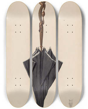 Triptych art skateboard deck of George Roehl Parasol by George Roehl