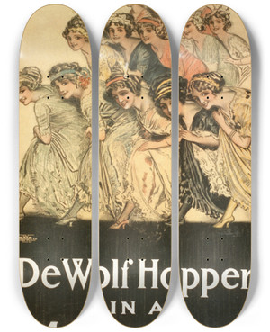 Triptych art skateboard deck of Otis Lithograph Co De Wolf Hopper In A Matinee Idol_2 by The Otis Lithograph Co (19-20-)