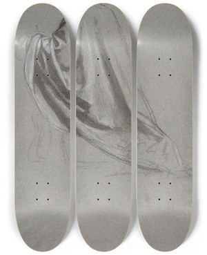 Triptych art skateboard deck of Isidore Pils Drapery Study For A Bishop_3 by Isidore Pils (1815-1875)