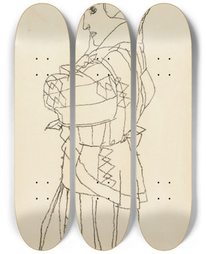 Triptych art skateboard deck of Egon Schiele Friederike Maria Beer by Egon Schiele (1890-1918)