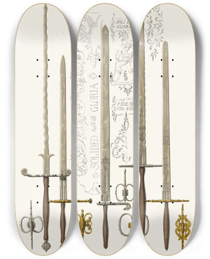 Triptych art skateboard deck of Fedor Grigoryevich Solntsev Mechi by Fedor Grigoryevich Solntsev (1801-1892)