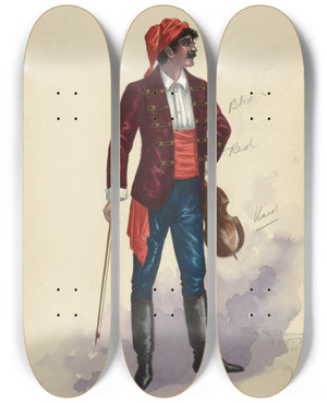 Triptych art skateboard deck of Will R Barnes Bandact Ii by Will R Barnes (1939)