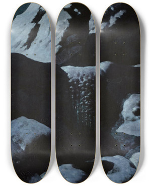 Triptych art skateboard deck of Stanisaw Witkiewicz Winter Landscape From The Tatra Mountains by Stanislaw Witkiewicz (1851-1915)