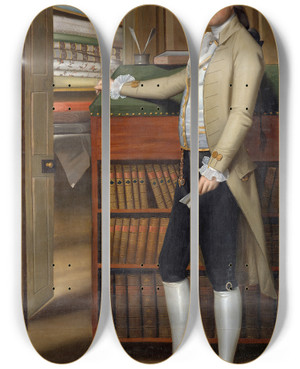 Triptych art skateboard deck of Ralph Earl Elijah Boardman by Ralph Earl (1751-1801)
