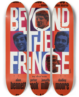 Triptych art skateboard deck of Artcraft Lithograph Beyond The Fringe by Artcraft Lithograph (1905-1970)