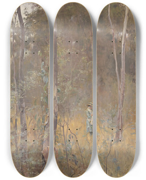 Triptych art skateboard deck of Frederick Mccubbin Lost by Frederick Mccubbin (1855-1917)