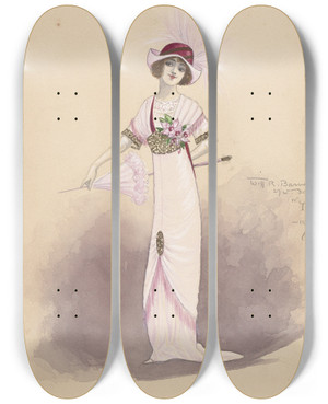 Triptych art skateboard deck of Will R Barnes Untitled_56 by Will R Barnes (1939)