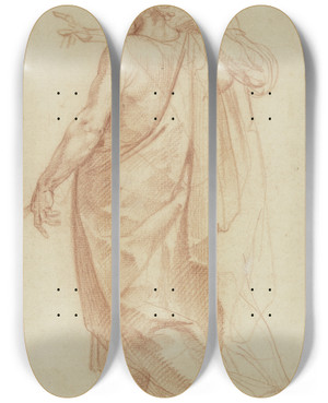 Triptych art skateboard deck of Giuseppe Cesari Zwei Nach Links Schreitende Mnner by Giuseppe Cesari (1568-1640)