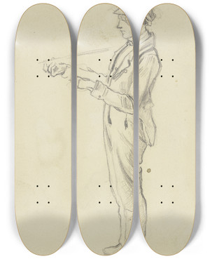 Triptych art skateboard deck of Jakob Frchtegott Dielmann Ein Violinspieler Nach Links Er Scheint Blind Zu Sein by Jakob Furchtegott Dielmann (1809-1885)