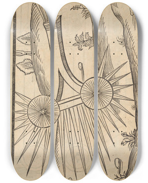 Triptych art skateboard deck of Flavius Vegetius Renatus Vier Bcher Der Ritterschafft Pl064 by Flavius Vegetius Renatus (4-)