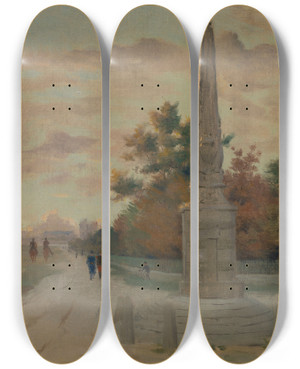 Triptych art skateboard deck of Maurice Chabas Loblisque by Maurice Chabas (1862-1947)