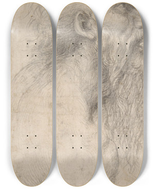 Triptych art skateboard deck of Sodoma Bust Of A Man With Long Beard by Sodoma (1477-1549)