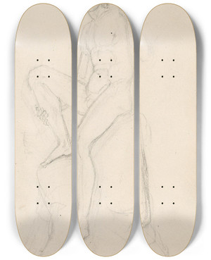 Triptych art skateboard deck of Adolph Tidemand Hyrde Etter Bertel Thorvaldsen by Adolph Tidemand (1814-1876)