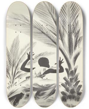 Triptych art skateboard deck of Avery Johnson Mouseknees Pl05 by Avery Johnson (1906-1990)
