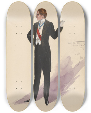 Triptych art skateboard deck of Will R Barnes Untitled_23 by Will R Barnes (1939)