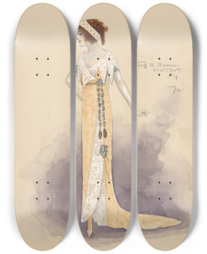 Triptych art skateboard deck of Will R Barnes Untitled_35 by Will R Barnes (1939)