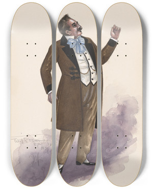 Triptych art skateboard deck of Will R Barnes Gabor by Will R Barnes (1939)