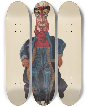 Triptych art skateboard deck of Florian Rokita Old Nick The Devil by Florian Rokita