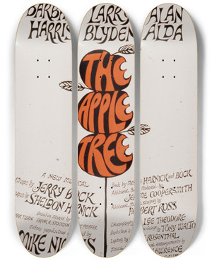 Triptych art skateboard deck of Artcraft Lithograph The Apple Tree by Artcraft Lithograph (1905-1970)